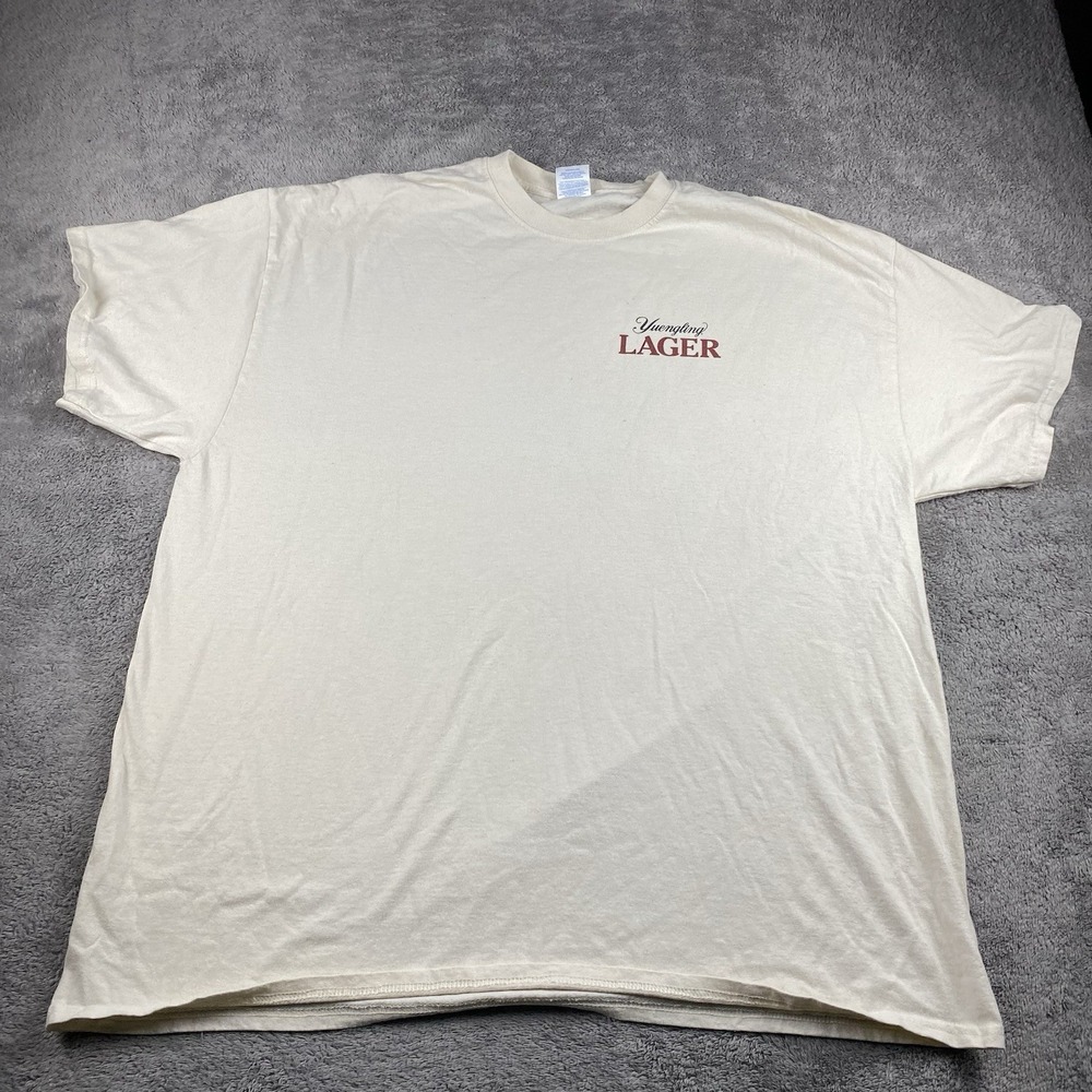 Yuengling Lager Logo T-Shirt Mens 2XL Off‎ White Ivory Short Sleeve